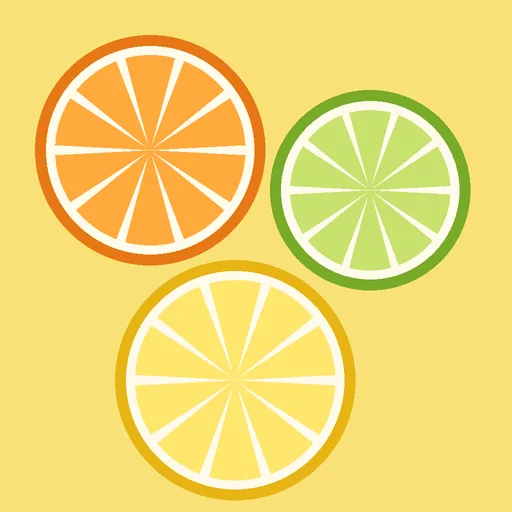 Before: a drawing of orange, lime and lemon slices