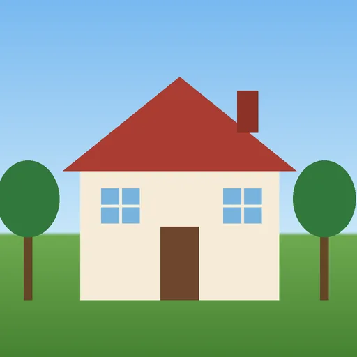 Before: a drawing of a house with a red roof and garden