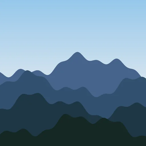 Before: layered blue mountain ridges